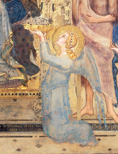 Maestà: Ángel ofreciendo flores a la Virgen, 1315 (detalle) de Simone Martini